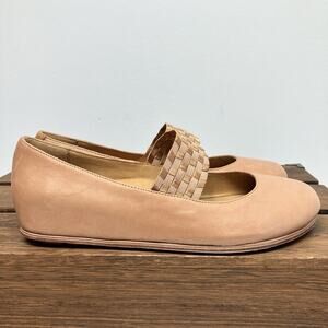 L'Amour Des Pieds Clara Natural Leather Ballet Flats Braided Metallic Strap 8M